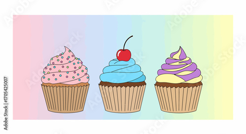 Delicious Cupcakes Lineup For Celebration Or Dessert Presentation
