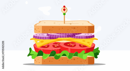 Delicious Sandwich Fresh Ingredients Vector Illustration Concept