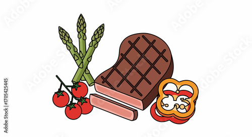 Grilled Steak With Fresh Vegetables Culinary Food Preparation Design