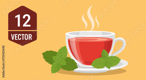 Refreshing Mint Tea Aroma In Transparent Cup Still Life Artwork