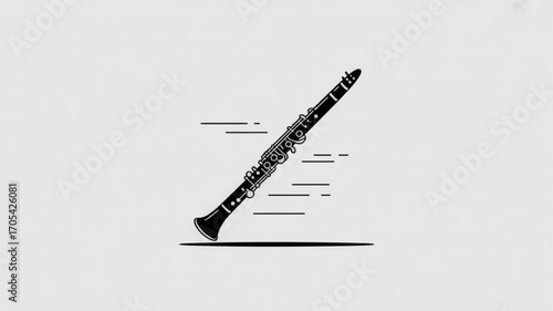Elegant clarinet illustration with dynamic lines, perfect for musicthemed designs and showcasing the instruments beauty