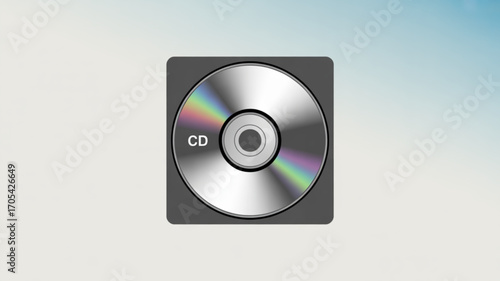 Illustration of a compact disc on a square case, representing digital storage and music media