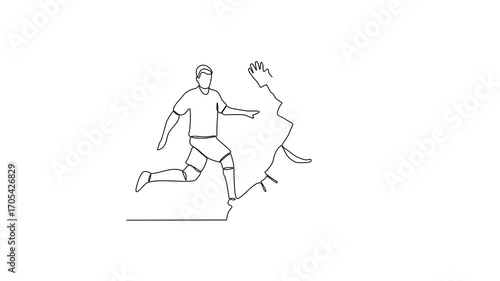 Animated self drawing of Football sport video design illustration. Player Football in action design in simple linear continuous style vector concept. Football themes design for tournament campaign.