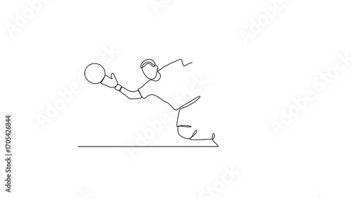Animated self drawing of Football sport video design illustration. Player Football in action design in simple linear continuous style vector concept. Football themes design for tournament campaign.