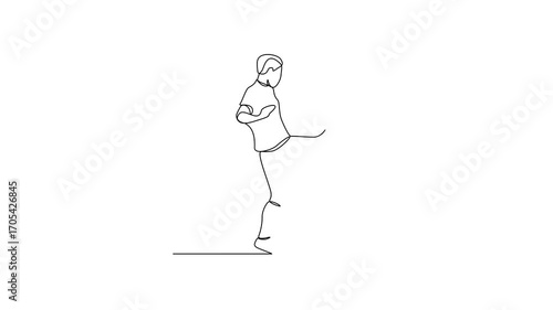 Animated self drawing of Football sport video design illustration. Player Football in action design in simple linear continuous style vector concept. Football themes design for tournament campaign.