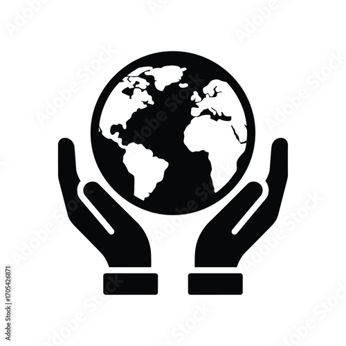 Vector art of hands holding a globe representing the earth