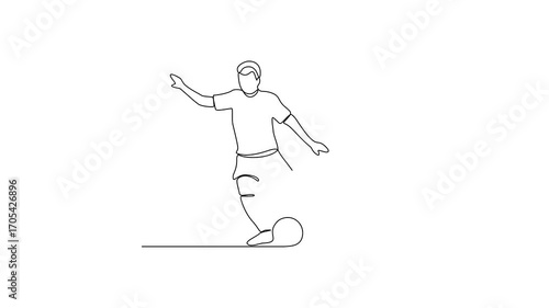 Animated self drawing of Football sport video design illustration. Player Football in action design in simple linear continuous style vector concept. Football themes design for tournament campaign.