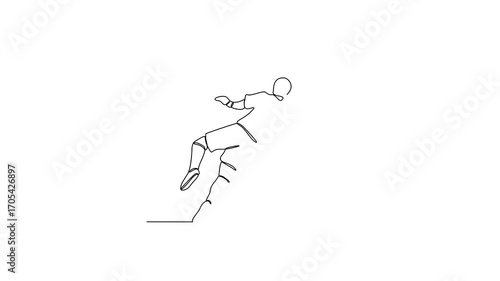 Animated self drawing of Football sport video design illustration. Player Football in action design in simple linear continuous style vector concept. Football themes design for tournament campaign.