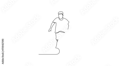 Animated self drawing of Football sport video design illustration. Player Football in action design in simple linear continuous style vector concept. Football themes design for tournament campaign.