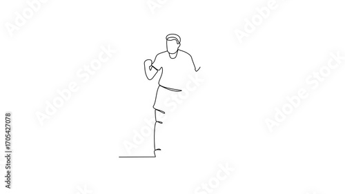 Animated self drawing of Football sport video design illustration. Player Football in action design in simple linear continuous style vector concept. Football themes design for tournament campaign.