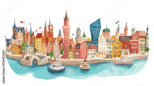 Miniatur Wunderland. Miniatur Wunderland watercolor vector illustration