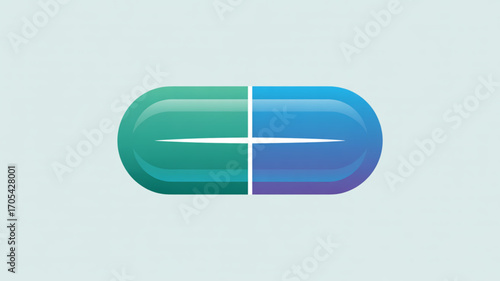 A modern pill capsule logo design, divided into two colors, , representing pharmaceutical innovation and health