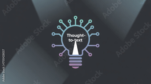 A stylized lightbulb with the words thoughttotext inside, symbolizing the concept of converting thoughts into written form