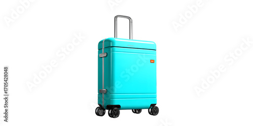 Bright teal hardshell rolling suitcase with telescopic handle