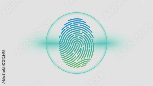 Fingerprint scan with glowing light effect for security and identification technology concept