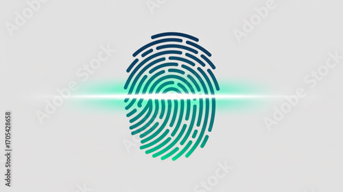 A biometric fingerprint scan with a futuristic glow, representing security and identity verification