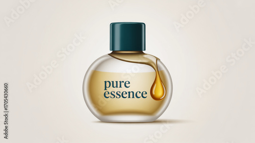 Pure essence bottle with a drop of oil, showcasing natural beauty and the power of essential oils