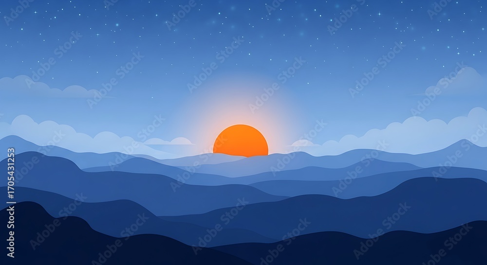 Fototapeta premium Sunrise Over Misty Mountains.