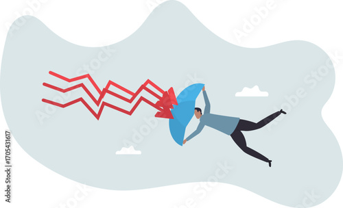 Protection or defensive stock in economy crisis or market crash, business resilient to survive difficulty or insurance.about a man and his life.
