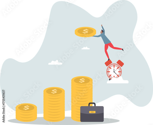 Long term investing or savings for retirement fund, compound interest or investment growth, tax time reminder .about a man and his life.