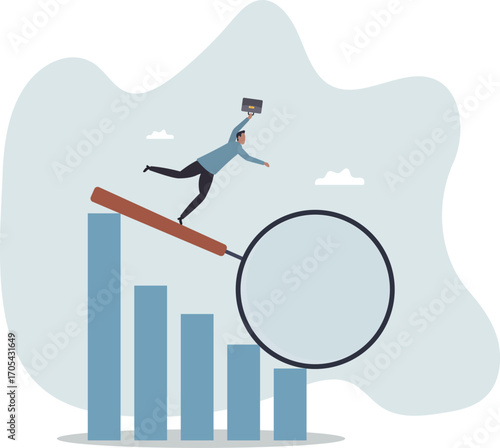 Business decline, loss or profit reduction, investment forecast of economic recession, negative return, price drop or financial downturn .about a man and his life.