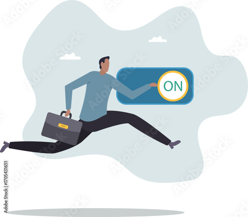 Turn on switch, paradigm shift or change to be better status, start or begin business, setting or preference,about a man and his life.