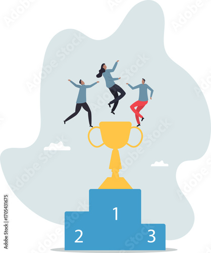 Team success win together, teamwork or collaboration to achieve goal together, group winner or team victory.about a man and his life.