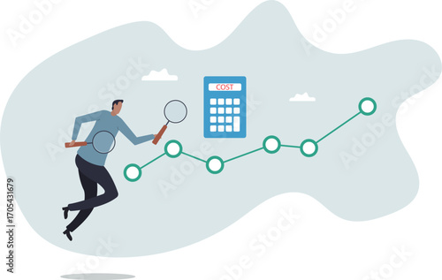 Cost management or expense analysis, business strategy to analyze and reduce cost to gain more profit.about a man and his life.