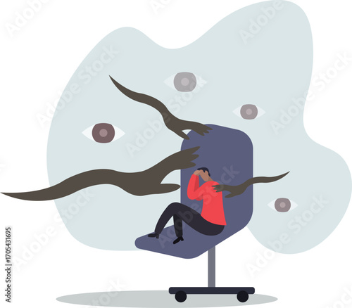 Paranoia, fear and panic cause by mental health, phobia or disorder from mental disorder, depression from stress and anxiety.about a man and his life.