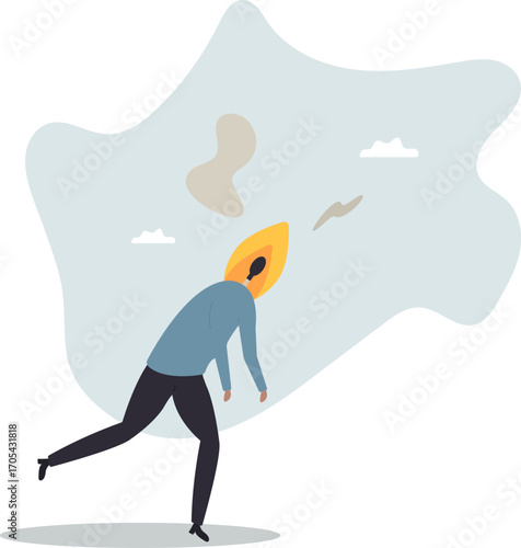 Burnout stressed or work anxiety causing depression or exhausted, tired from overworked or overload job, fatigue or trouble on emotional despair .about a man and his life.