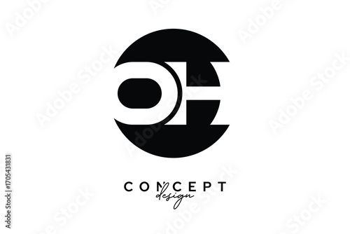 OH Creative Negative Space Circle Monogram Logo Design