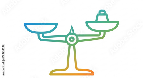 Modern balance scale icon representing justice, fairness, equilibrium, and informed decisions in legal, financial, and ethical contexts, perfect for legal firms and financial institutions