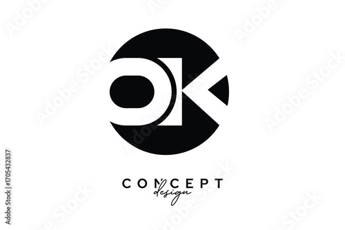 OK Creative Negative Space Circle Monogram Logo Design