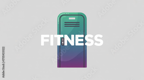 Fitness concept featuring a gradient locker with the word fitness overlaid, representing health, exercise, and gym equipment