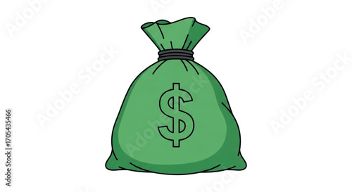 Green Money Bag with Dollar Sign.