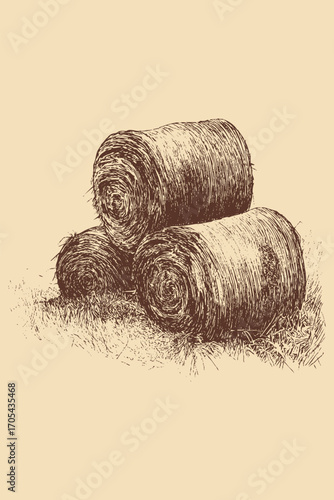 Hay illustration in a vintage style. This vector illustration can be used in any size you like for advertising, logos, and other work.