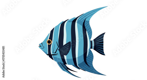 Blue and Black Striped Angelfish Illustration.