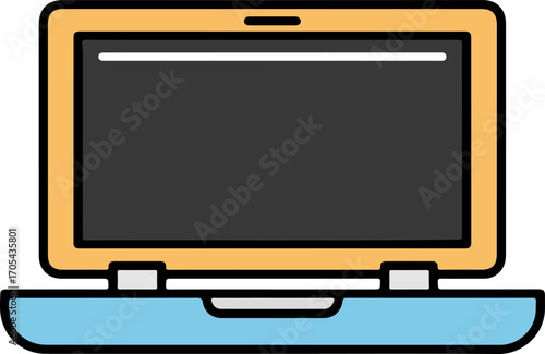 Laptop Computer Illustration Modern Technology, Open Screen for Digital Display, Creative Design
