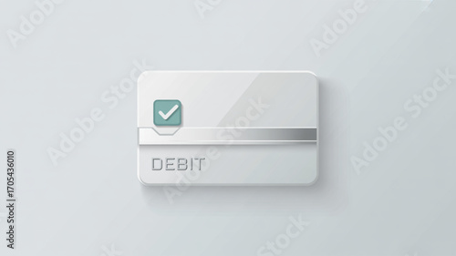 A debit card with a check mark is a symbol of financial transaction and payment method