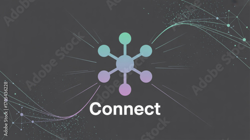 Connect logo on a gray background, symbolizing connection, networking, communication, and collaboration in a modern and technological context