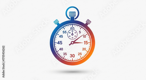 Vibrant stopwatch icon for time management concepts offering a modern gradient design, perfect for deadlines, efficiency, and project tracking in business and education materials