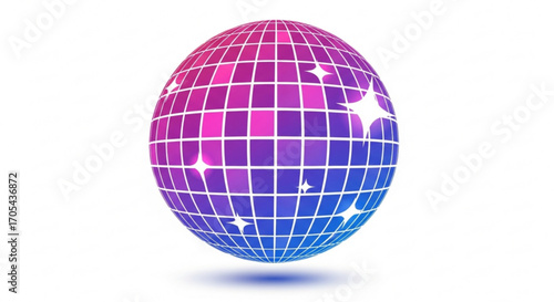 Dazzling disco ball with vibrant pink and blue hues ready to ignite your next dance party, a modern icon of nightlife and retro fun, perfect for events, music, celebrations