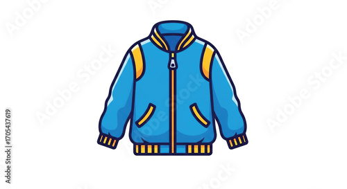 Blue Bomber Jacket with Yellow Accents.