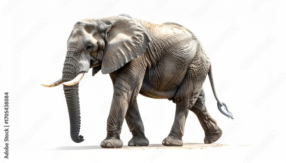 Fototapeta premium Digital Illustration of Elephant with Coarse Pixelation on Clear White Background