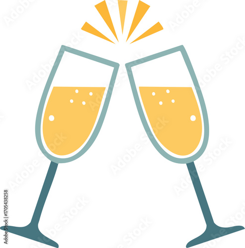 Two Champagne Glasses Toasting with Bubbles celebration