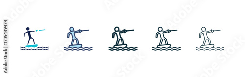 Wakeboarding icons vectors for apps and web.