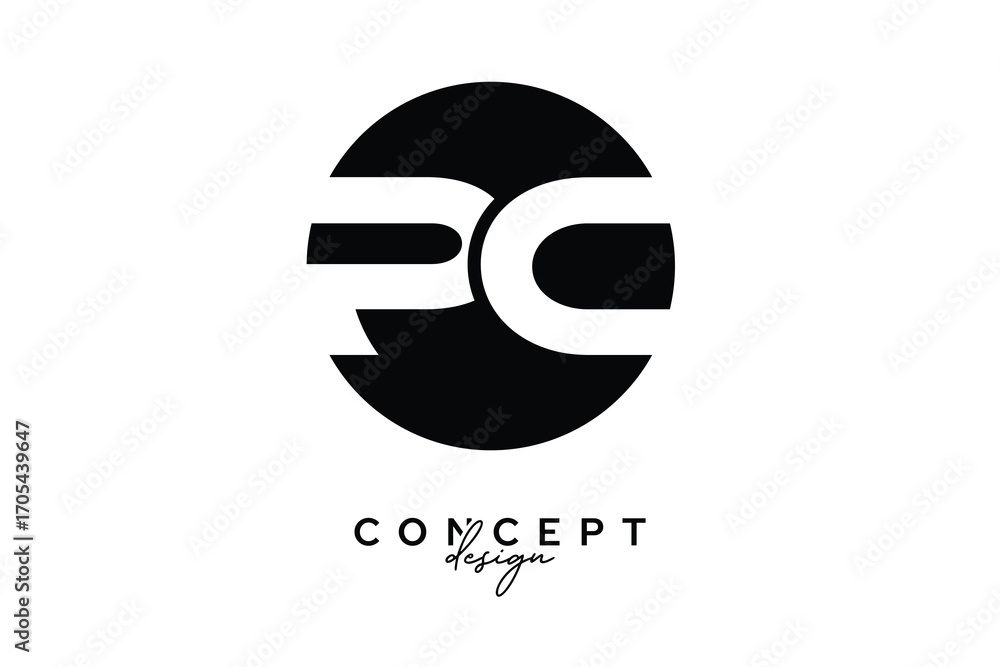 Obraz premium PC Creative Negative Space Circle Monogram Logo Design