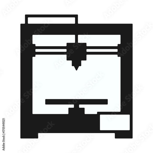 Rounded 3D Printer Black White Icon