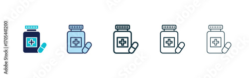 Medicine bottle icons vectors for apps and web.