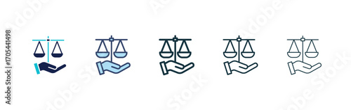 Justice scales in Hand icons vectors for apps and web.